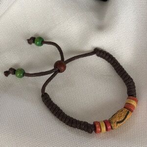 Handcrafted Brown and Red Beaded Bracelet